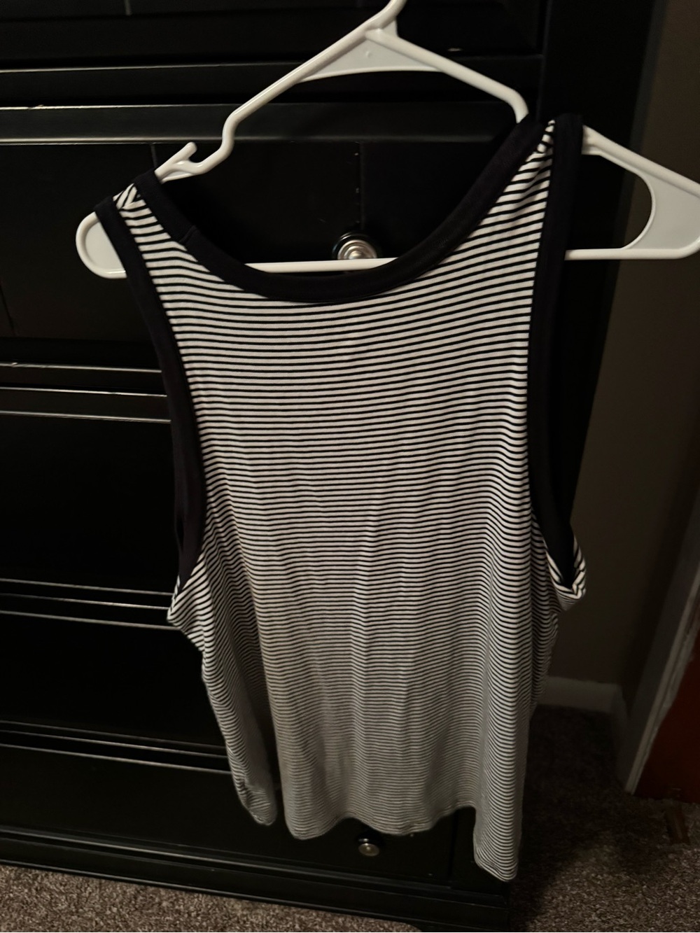 Old Navy Black and White Striped Racerback Tank